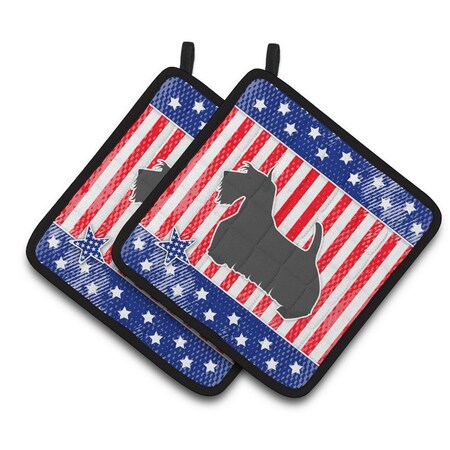 Carolines Treasures USA Patriotic Scottish Terrier Pair of Pot Holders BB3369PTHD